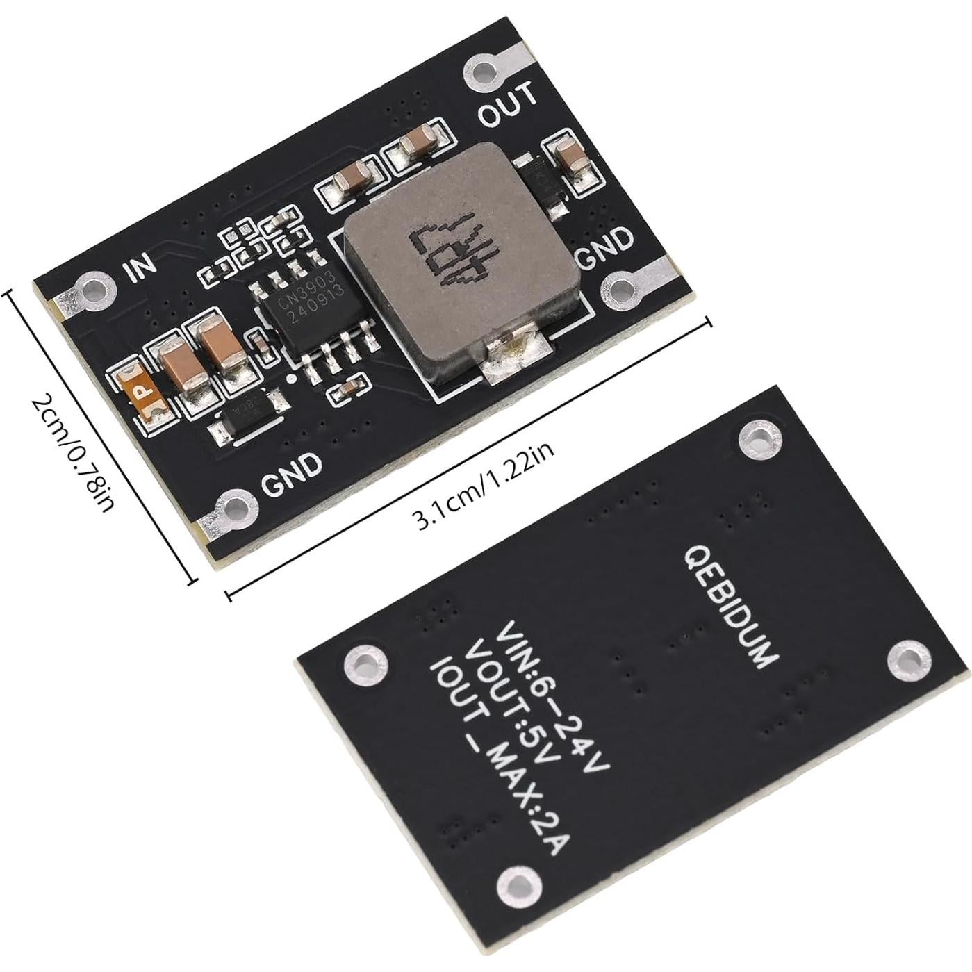 Mini Convertidor DC-DC Buck QEBIDUM 6-24V a 5V 2A 10W (6pcs)