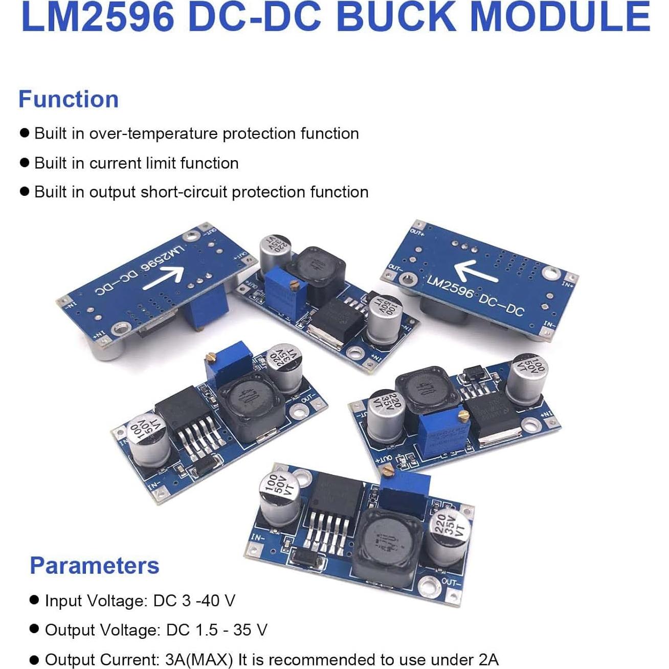 Convertidor Buck LM2596 Ajustable 3A Estabilizador de Voltaje