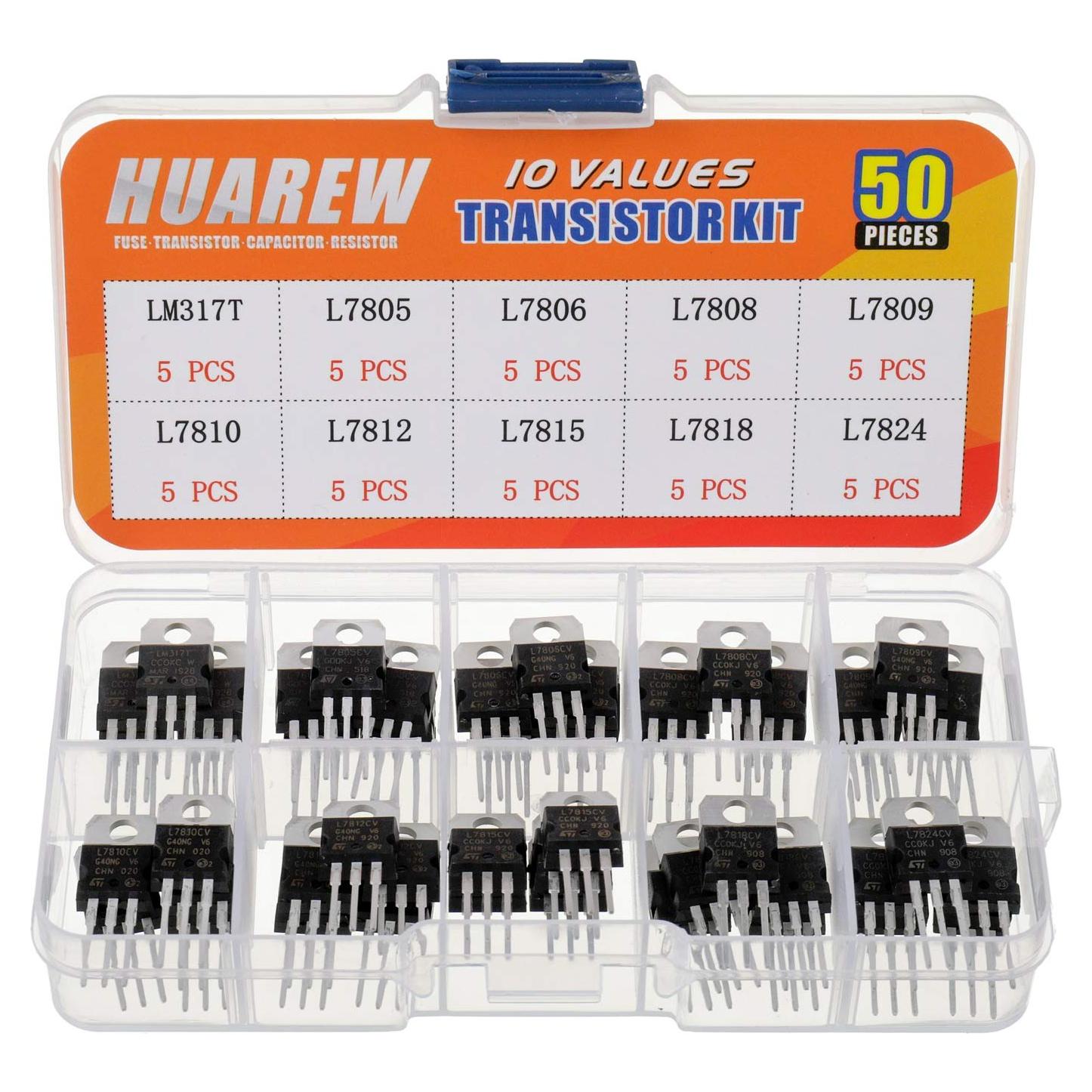 Kit de Reguladores de Voltaje Fijo Positivo HUAREW 50 Pcs