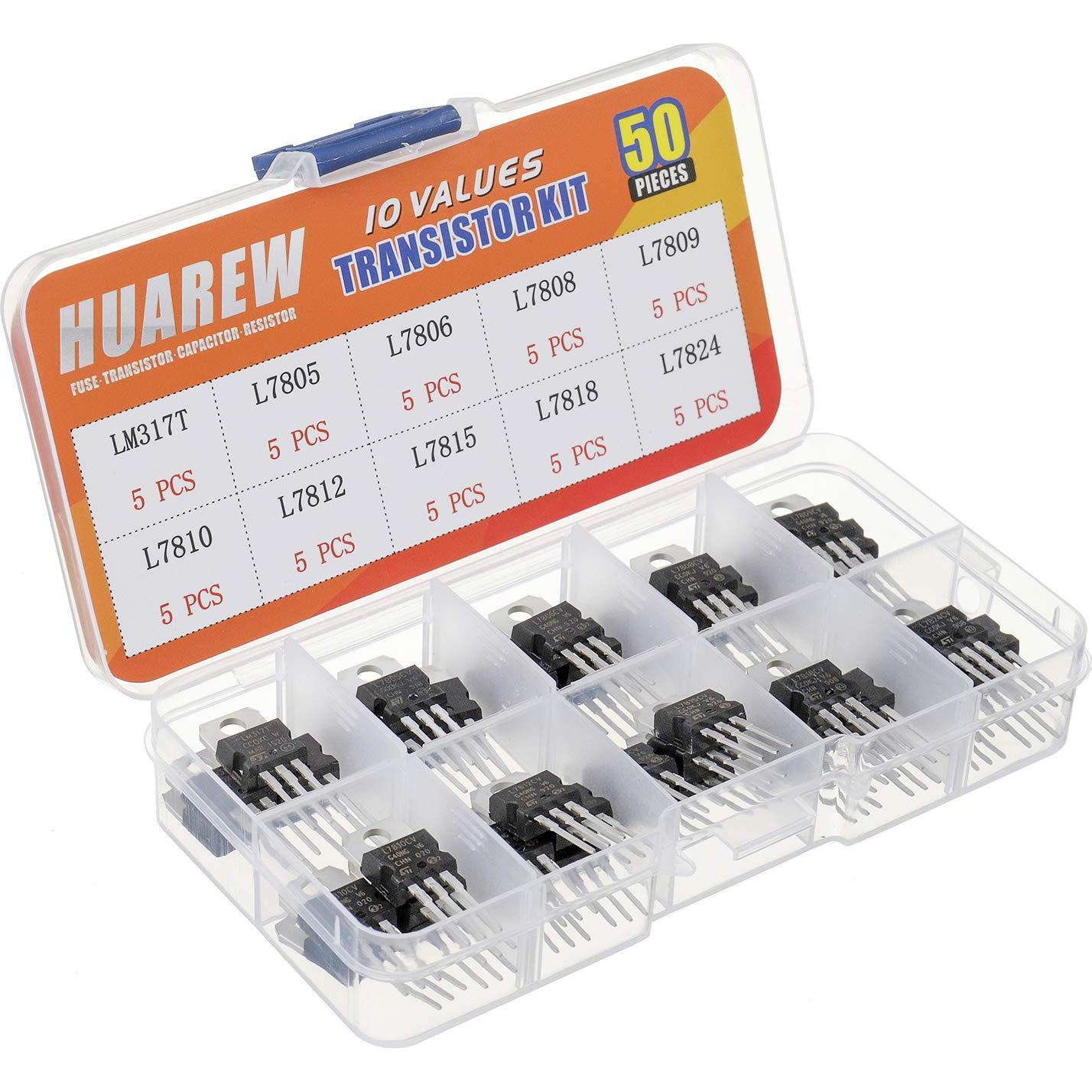 Kit de Reguladores de Voltaje Fijo Positivo HUAREW 50 Pcs