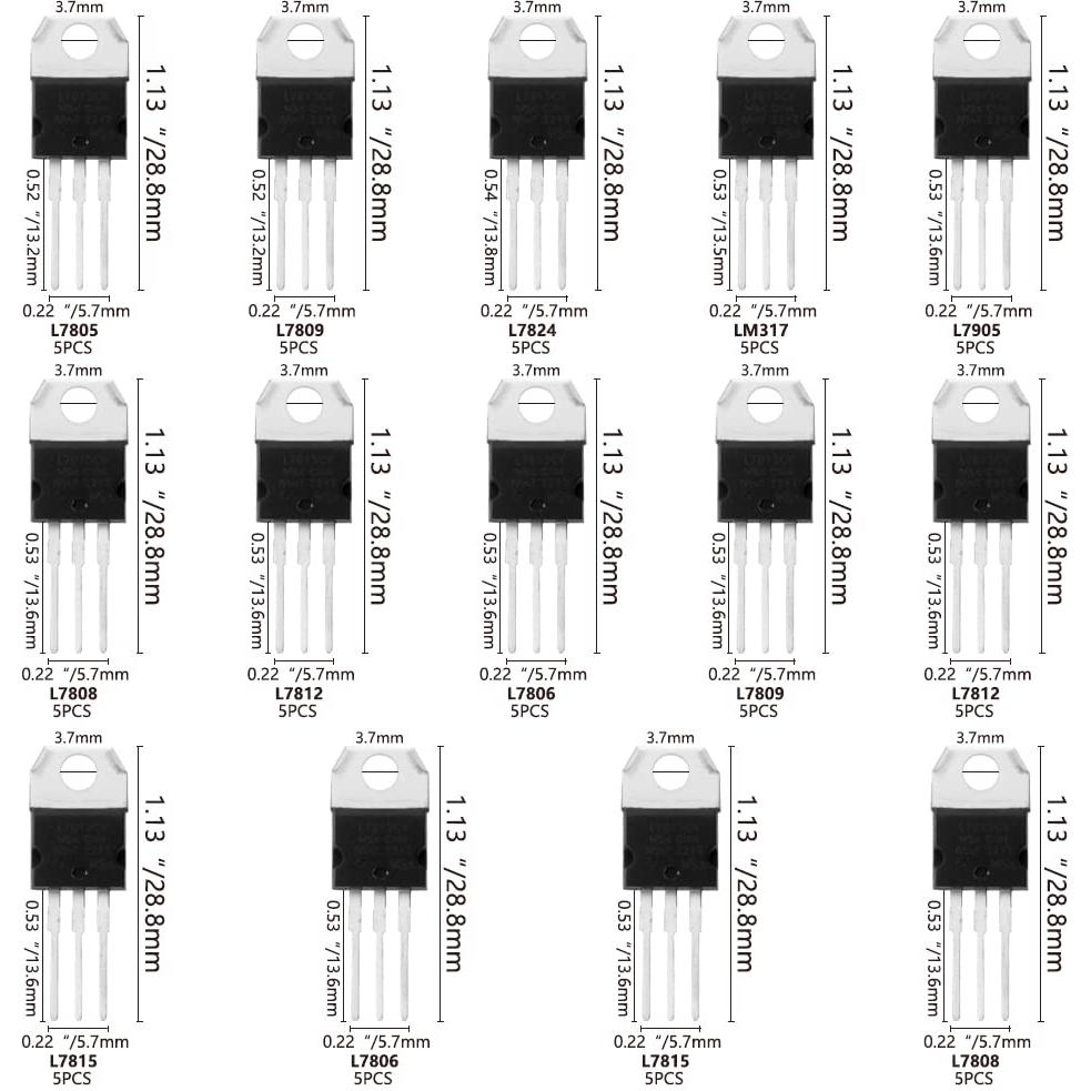 Kit de Transistores Reguladores de Voltaje 70Pcs XLX T0-220