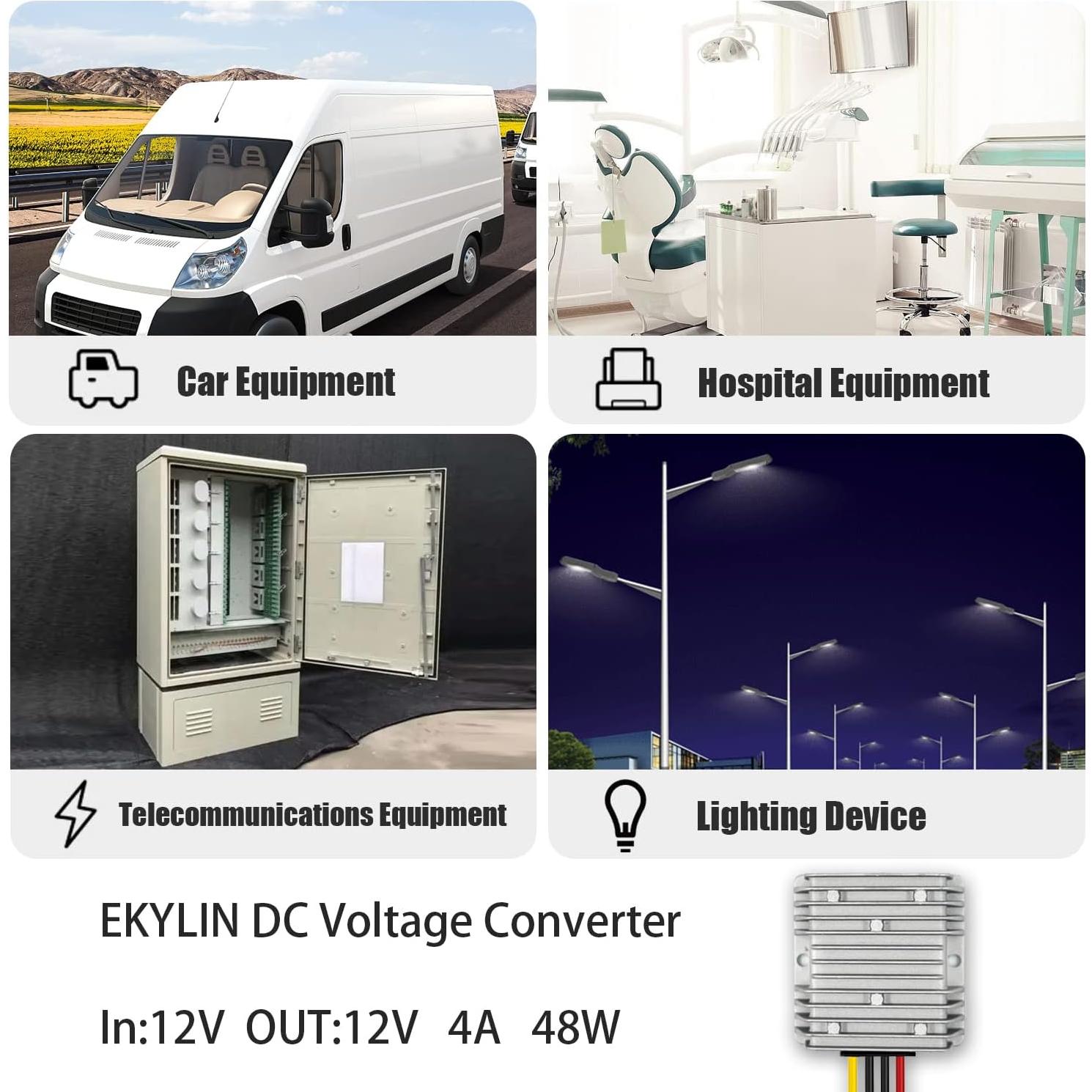 Regulador de Voltaje DC 12V 4A EKYLIN Protector Sobretensión