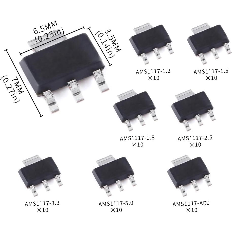 Kits Reguladores Voltaje SMD AMS1117 7 Valores 70 Pcs