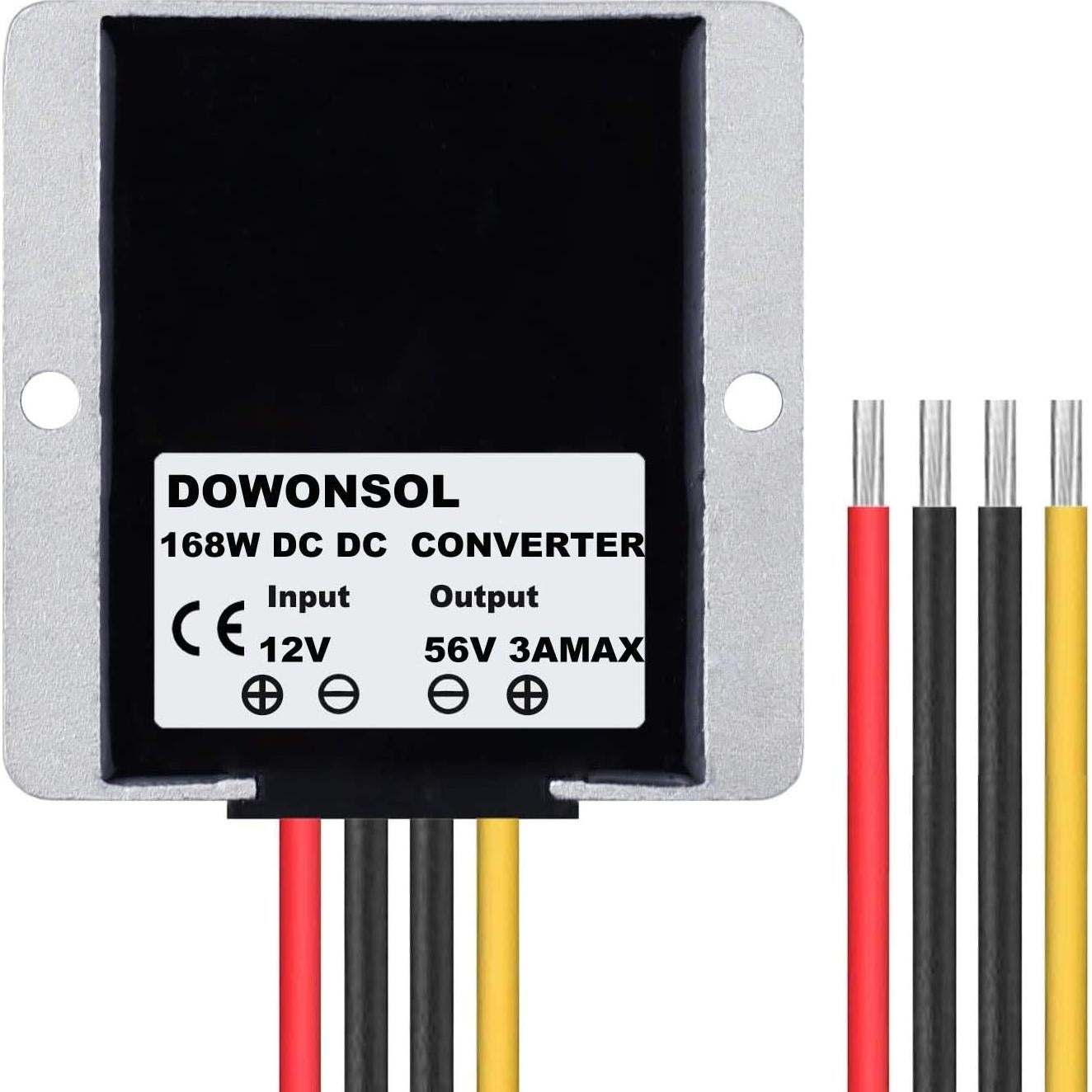 Convertidor de Voltaje DC 12V a 56V 3A 168W Impermeable NW2