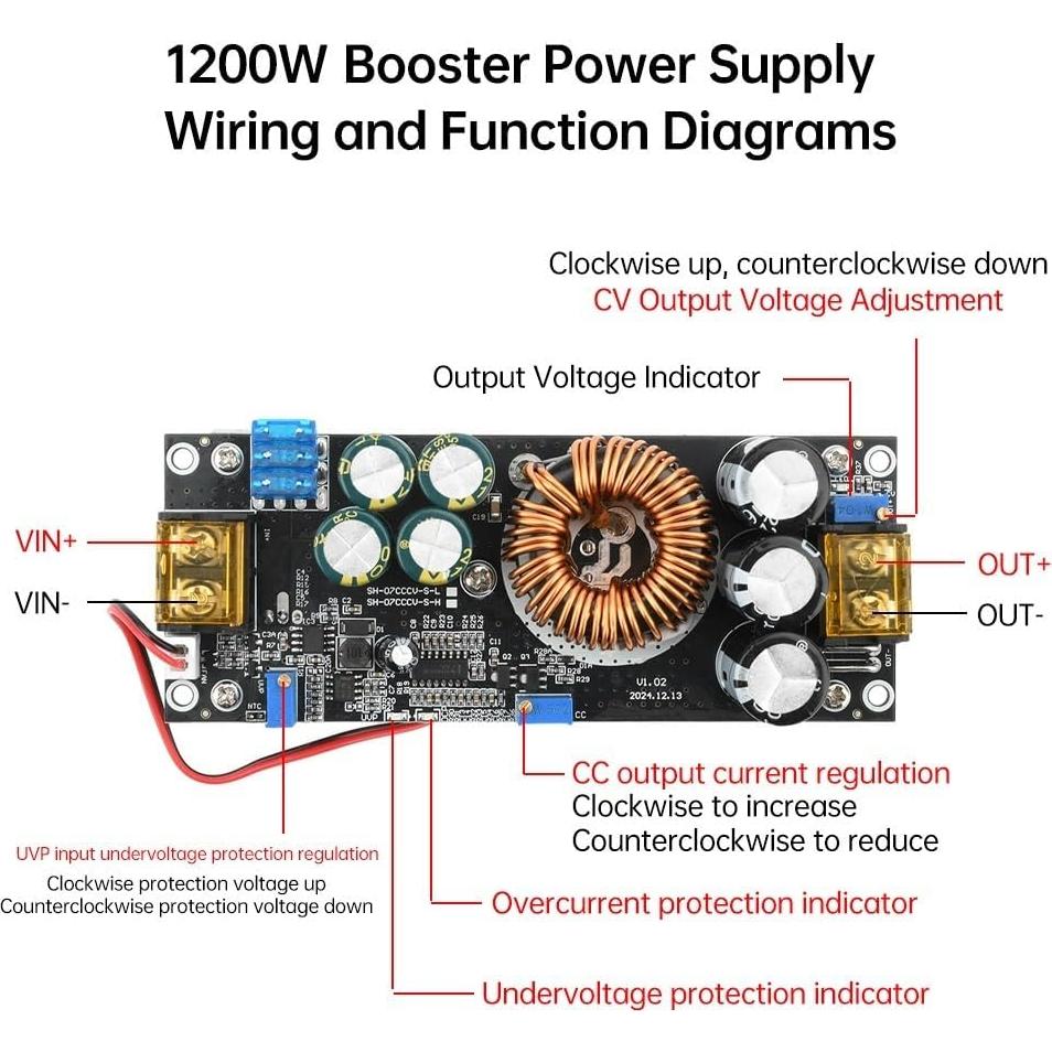 Convertidor de Voltaje Aideepen 1200W DC-DC 14-120V 20A