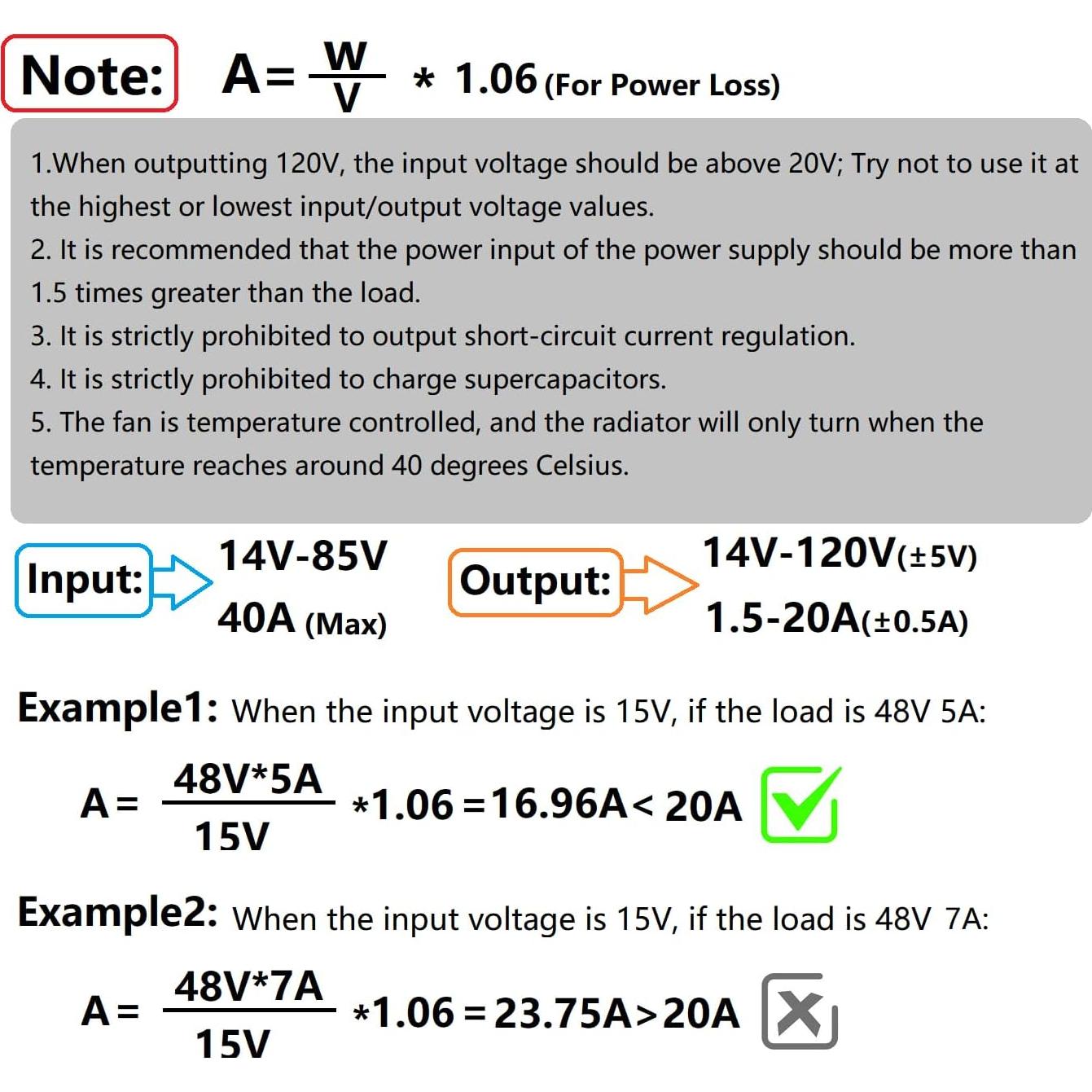 Convertidor de Voltaje Aideepen 1200W DC-DC 14-120V 20A