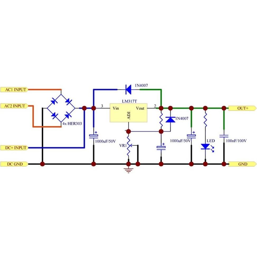 Módulo Regulador de Voltaje Ajustable LM317 1.25-37V DC DIN