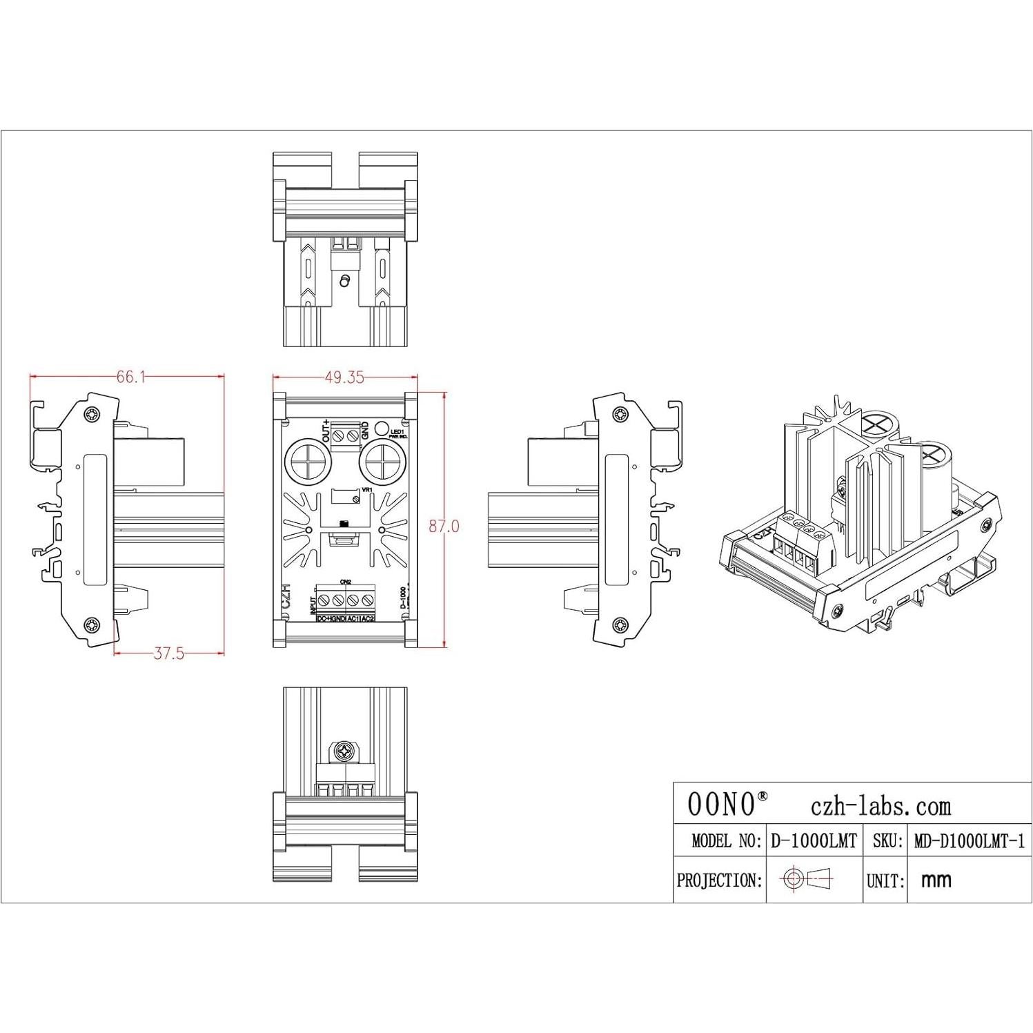 Módulo Regulador de Voltaje Ajustable LM317 1.25-37V DC DIN