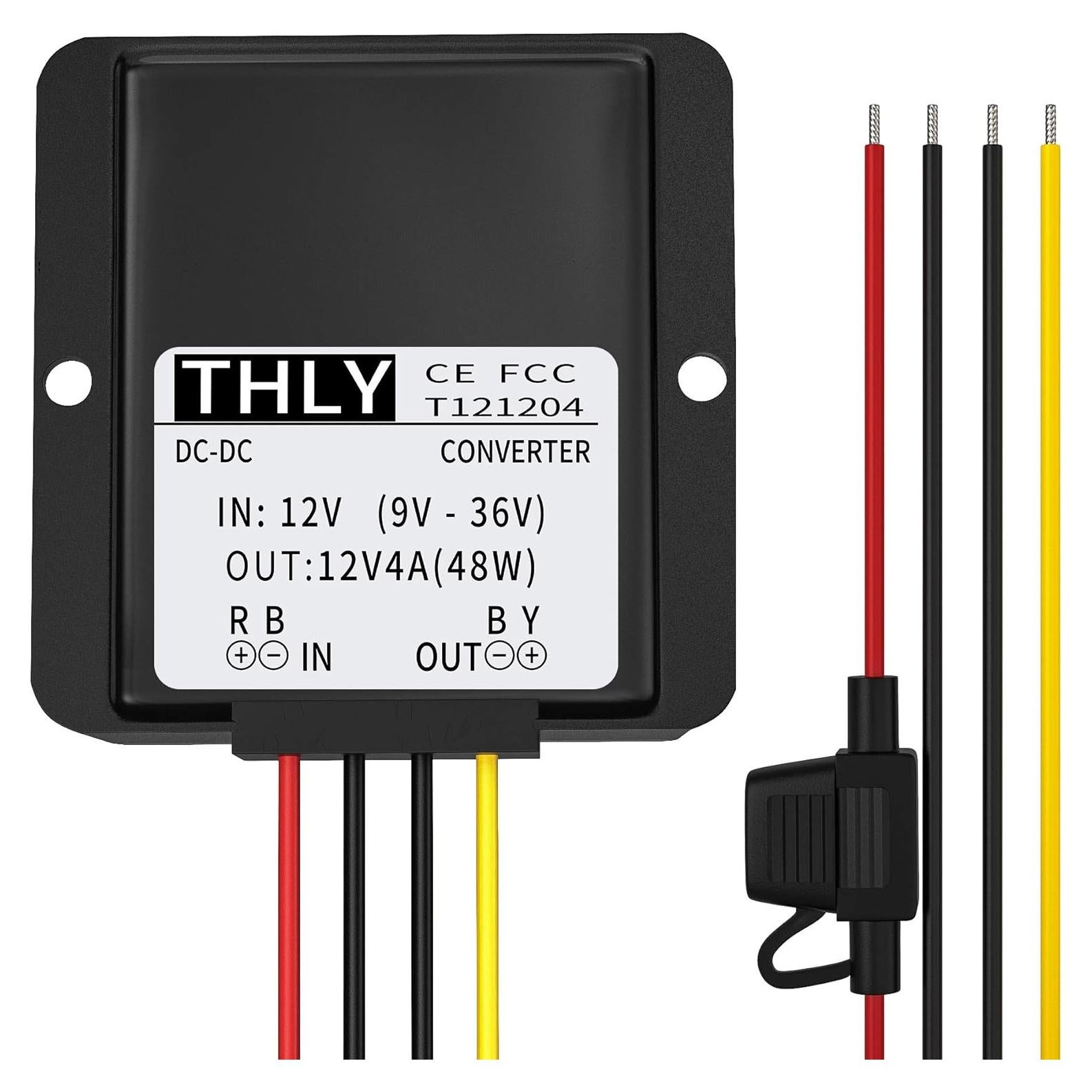 Regulador de Voltaje DC 12V THLY 4A 48W con Fusible Impermeable