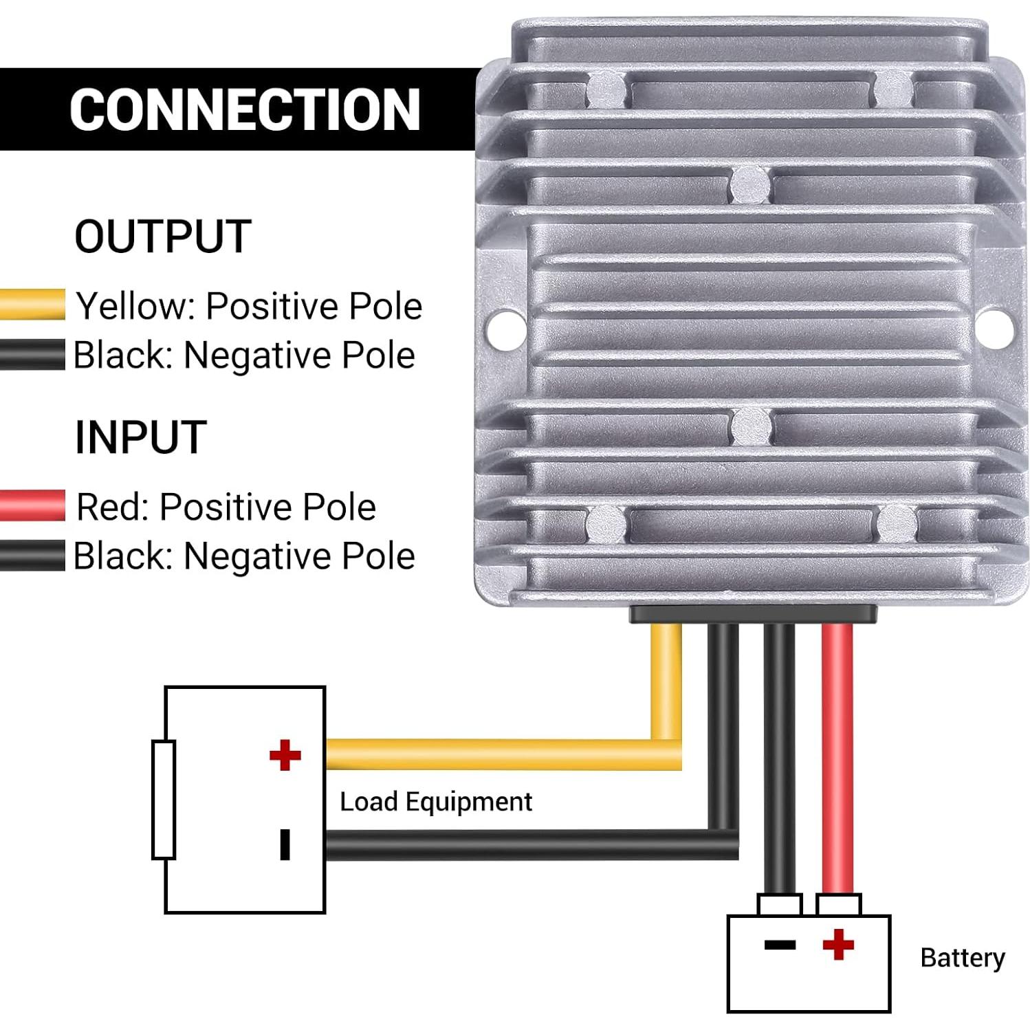 Convertidor 48V a 12V BANRIA 20A 240W IP68 para Carro de Golf