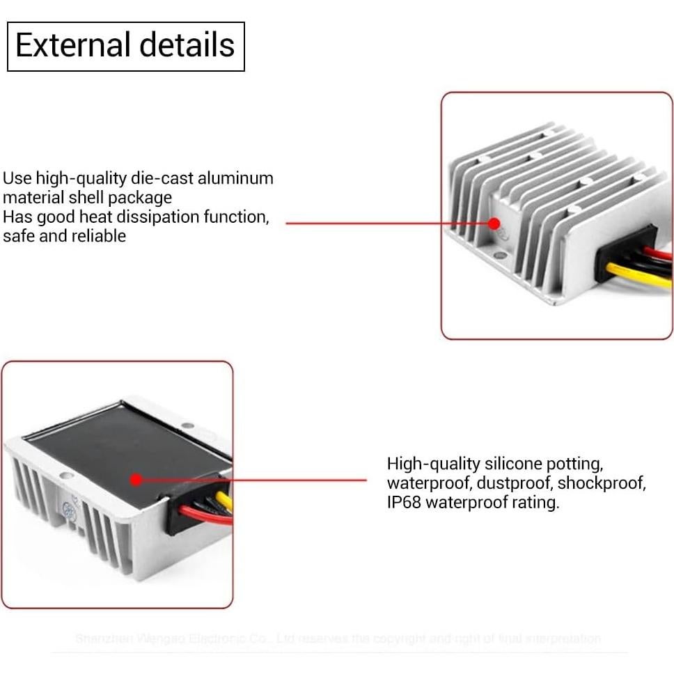 Convertidor 48V a 12V BANRIA 20A 240W IP68 para Carro de Golf