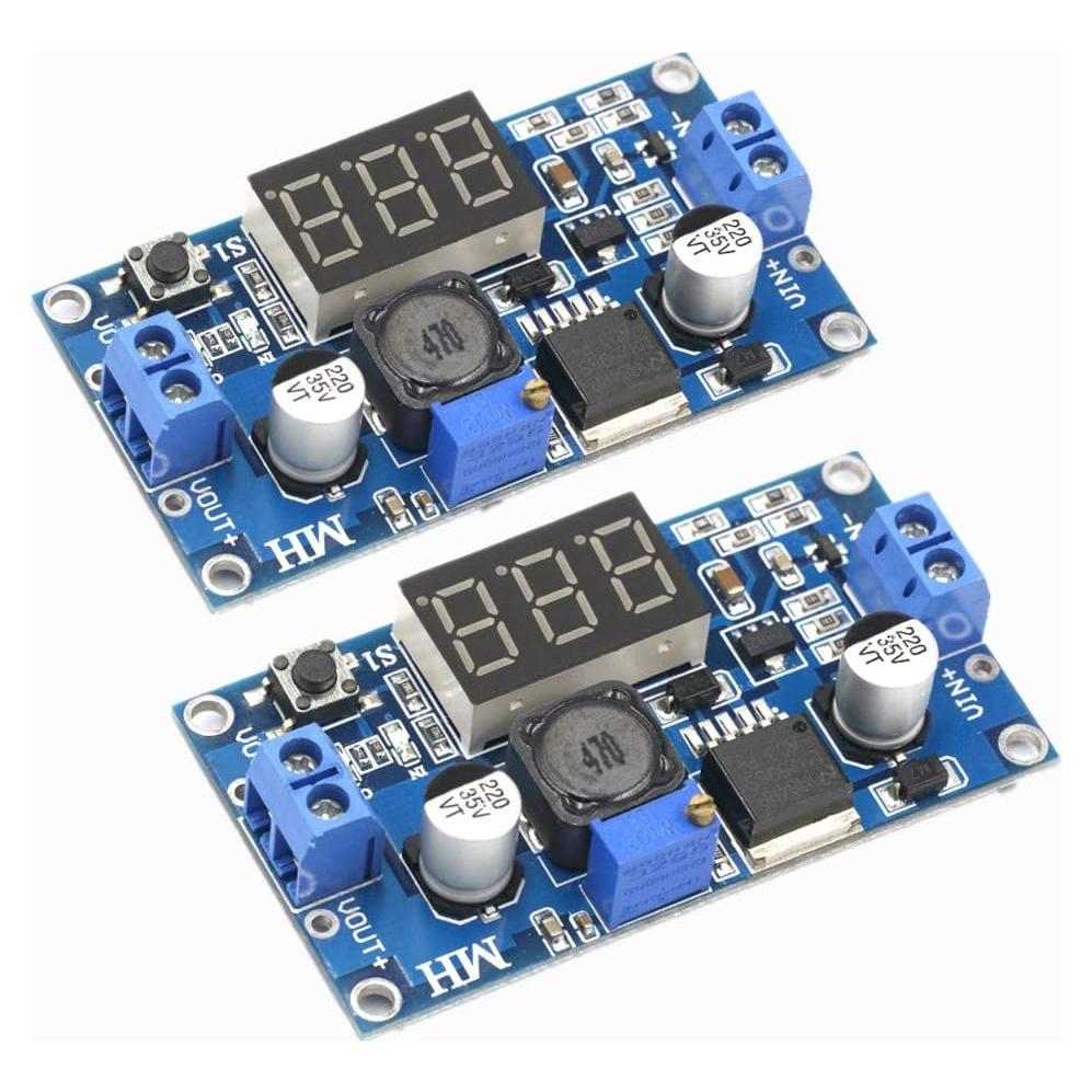 Paquete de 2 Convertidores Buck LM2596 con Pantalla LED 12V 5V