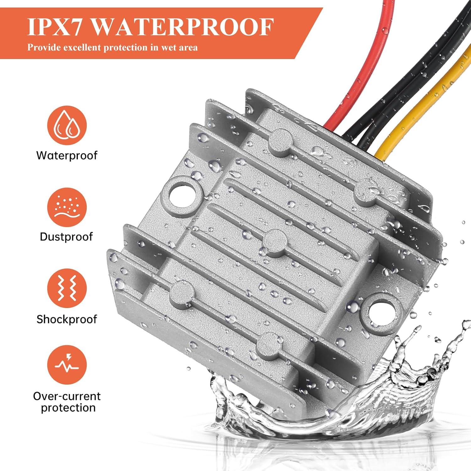 Convertidor de Potencia YBBOTT 10-22V a 24V 3A 72W IP67