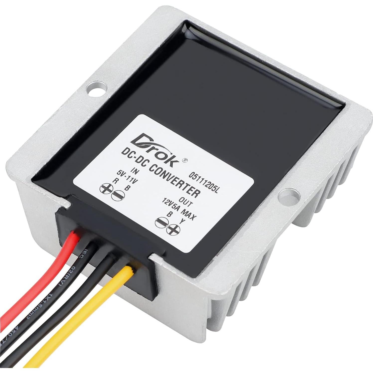 Convertidor Elevador DROK 5V a 12V 5A 60W Impermeable