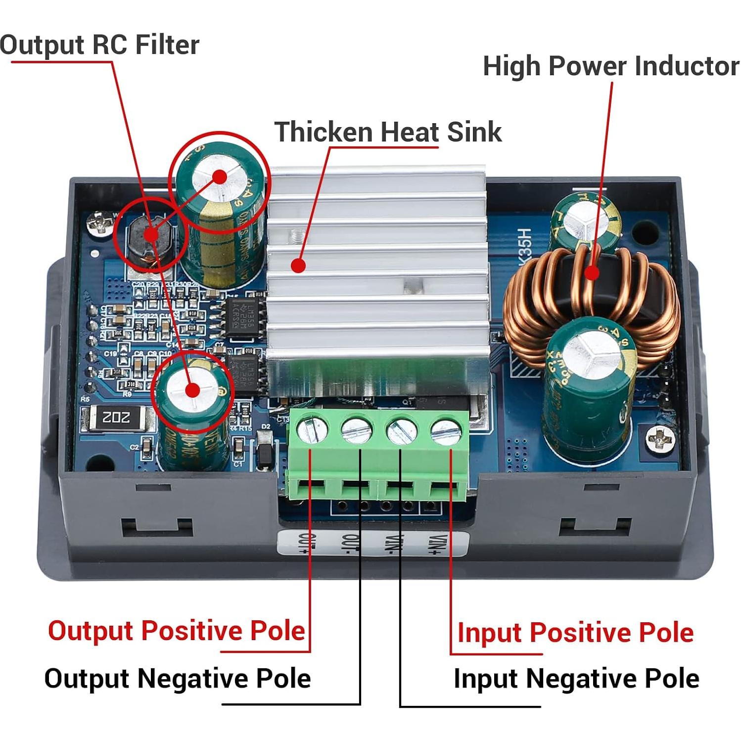 Convertidor Buck Boost DROK 35W DC 5-30V a 0.6-30V 4A