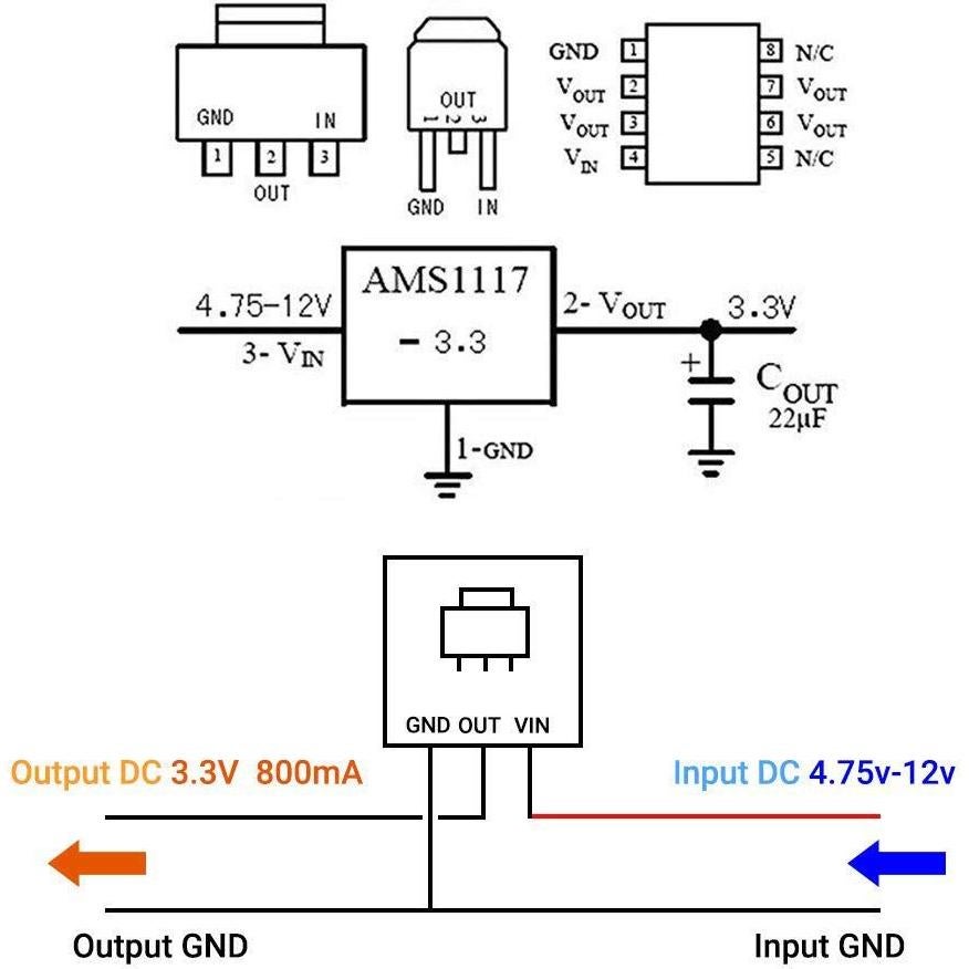 Módulo Regulador de Voltaje DAOKI AMS1117-3.3V 10 Pcs