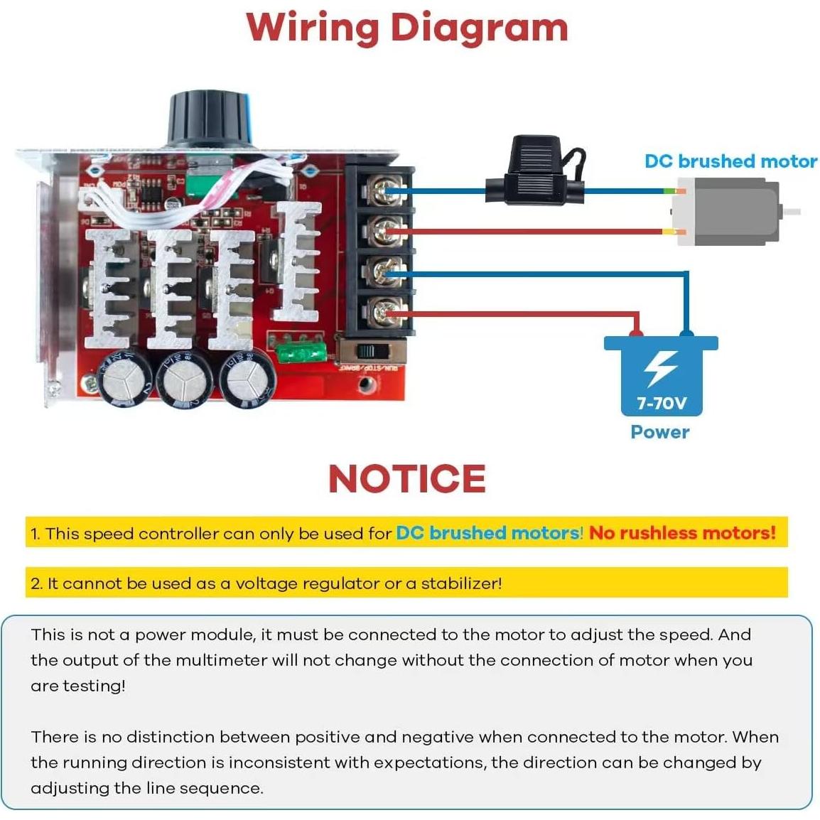 Controlador de Velocidad de Motor DC PWM 7-70V 30A Hosyond
