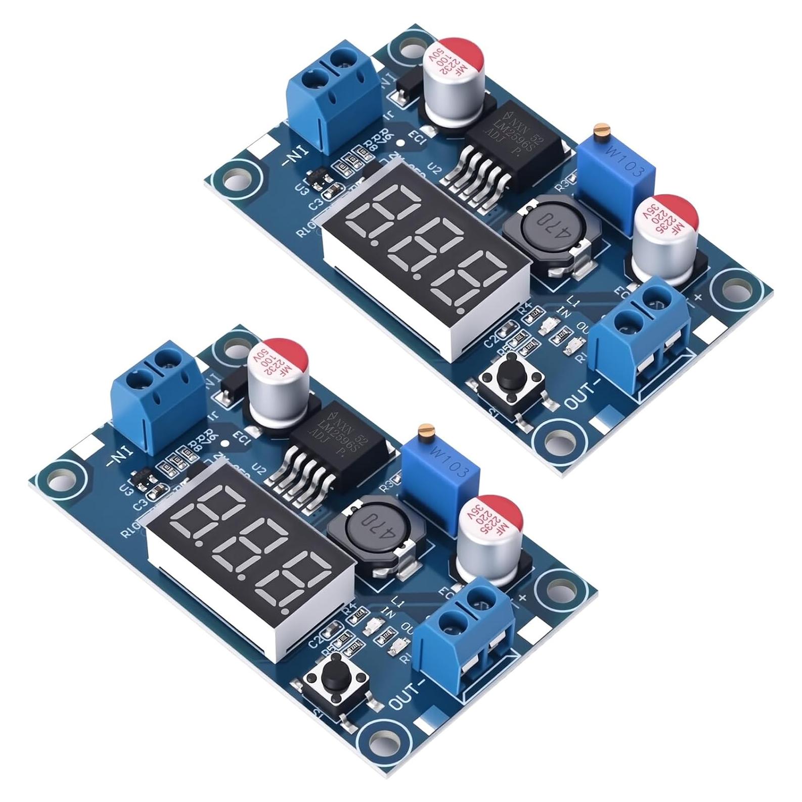 Módulo Convertidor Buck DC-DC LM2596 con Pantalla LED - 2 Unidades
