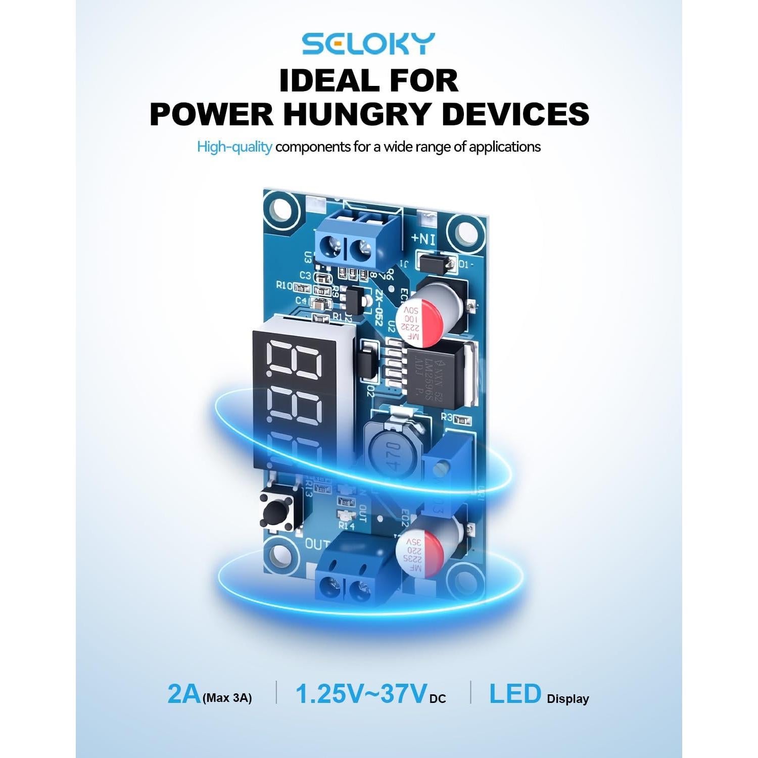 Módulo Convertidor Buck DC-DC LM2596 con Pantalla LED - 2 Unidades