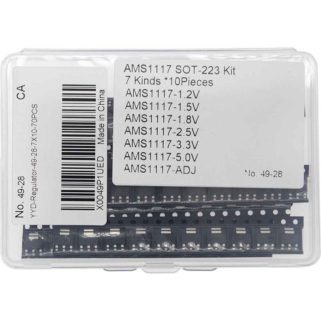 Kit Reguladores de Voltaje Lineal AMS1117 70 Piezas SOT-223