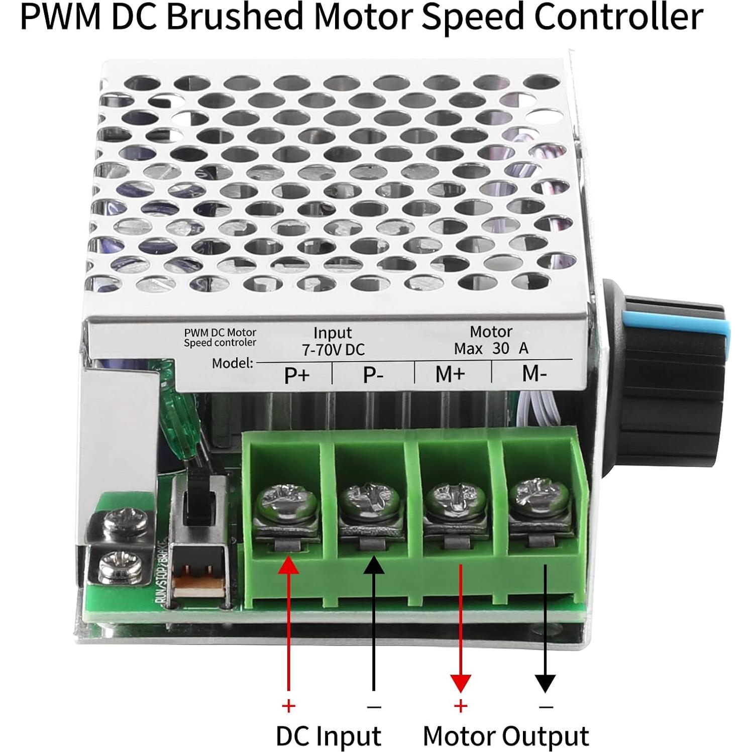 Controlador de Velocidad Motor DC PWM Enmja 7-70V 30A Ajustable