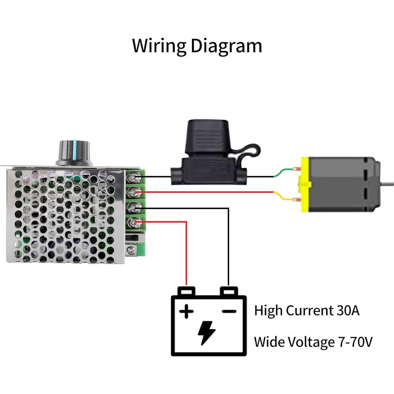 Controlador de Velocidad Motor DC PWM Enmja 7-70V 30A Ajustable