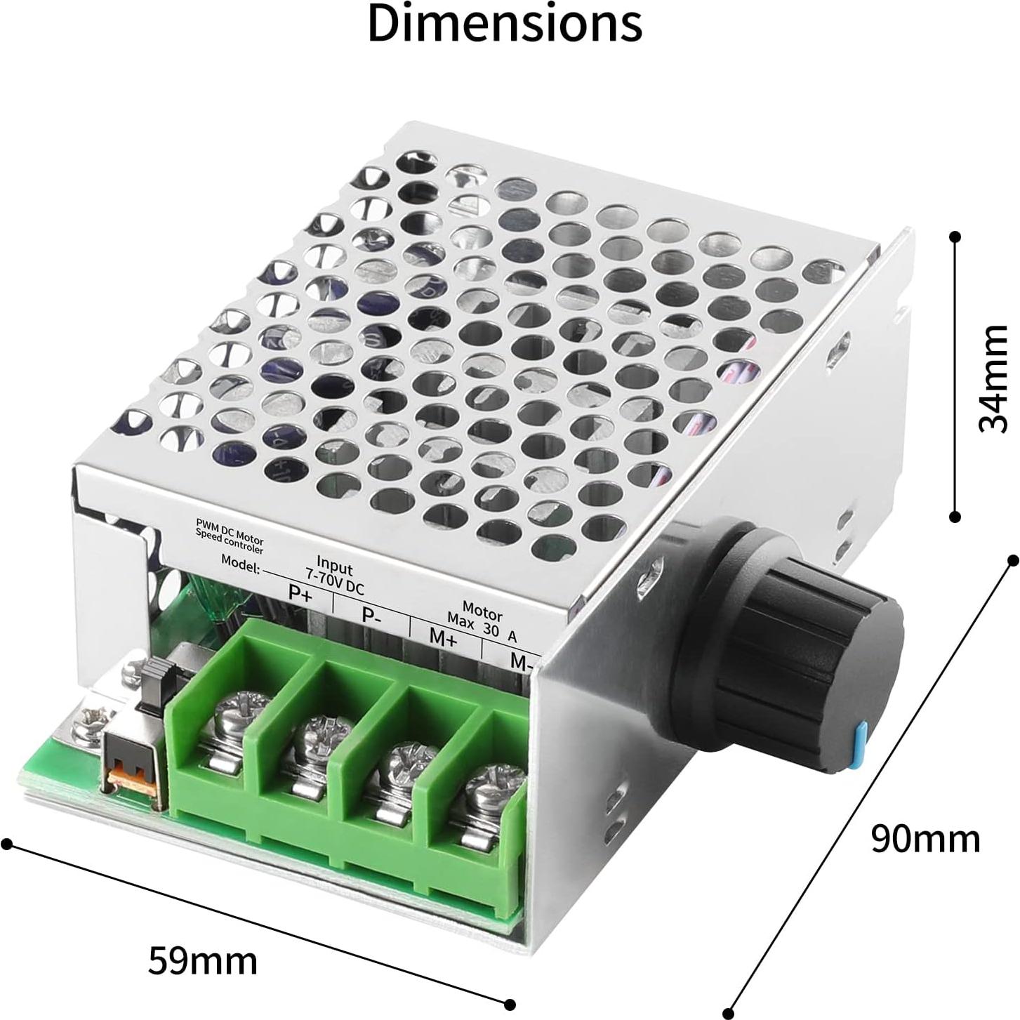 Controlador de Velocidad Motor DC PWM Enmja 7-70V 30A Ajustable