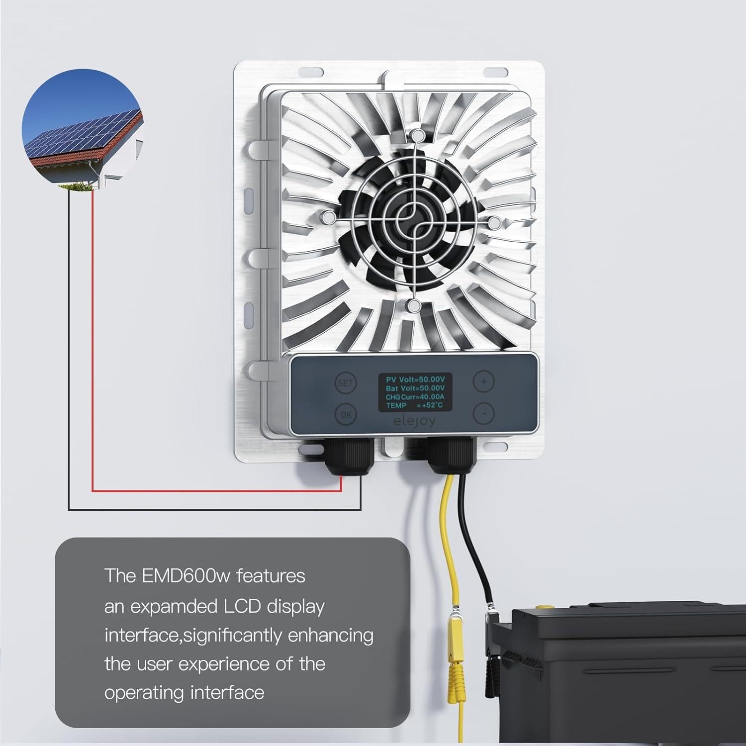 Controlador de Carga Solar MPPT ELEJOY 40A 600W IP65 10-30V