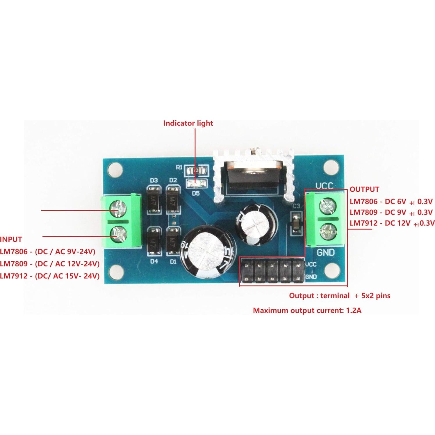 Módulo Regulador de Potencia NOYITO LM7805/LM7812 5V/12V