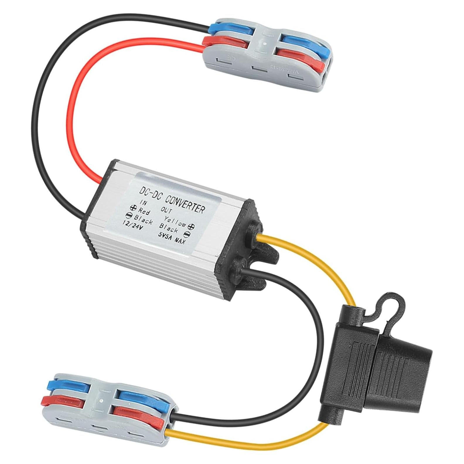 Convertidor DC-DC MZHOU 8-32V a 5V 5A IP67 para Vehículos