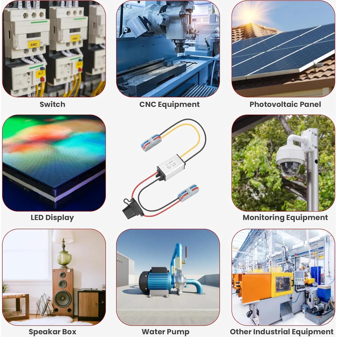 Convertidor DC-DC MZHOU 8-32V a 5V 5A IP67 para Vehículos