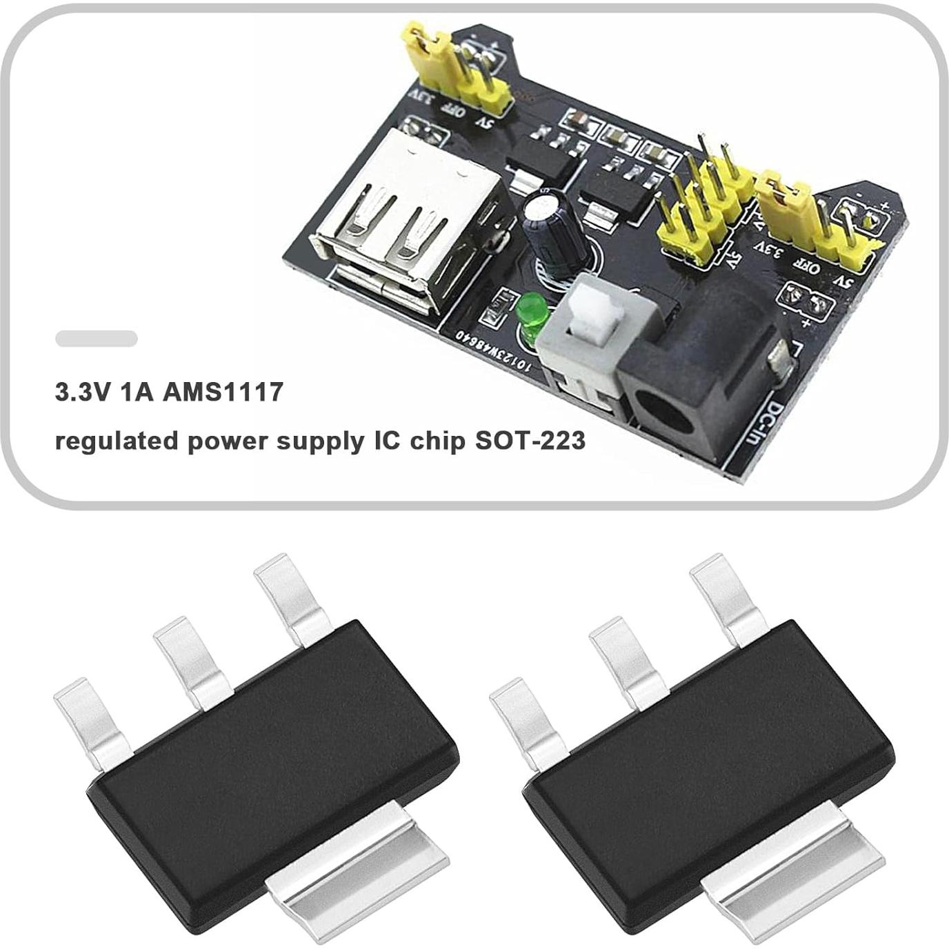 50 Reguladores de Voltaje AMS-1117 3.3V 1A SOT-223