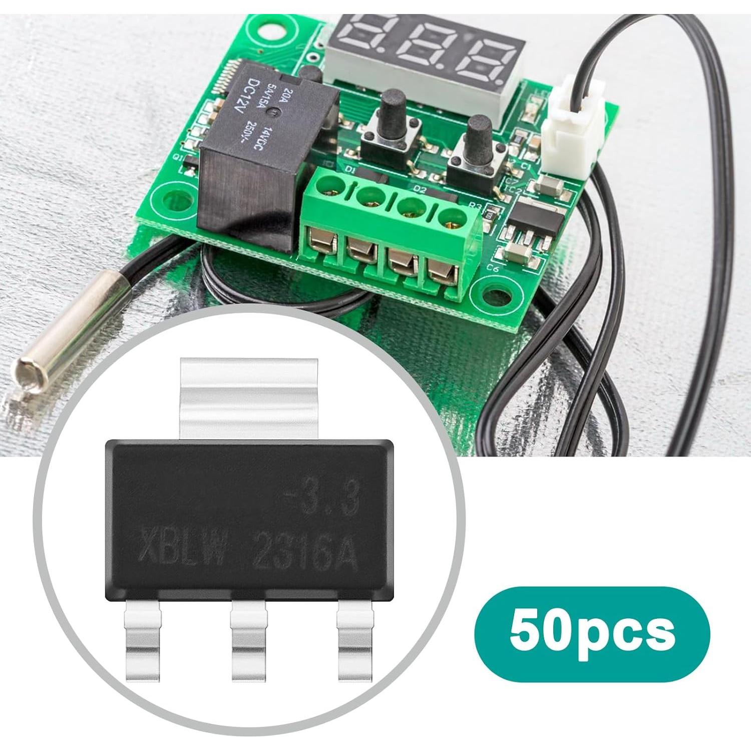 50 Reguladores de Voltaje AMS-1117 3.3V 1A SOT-223