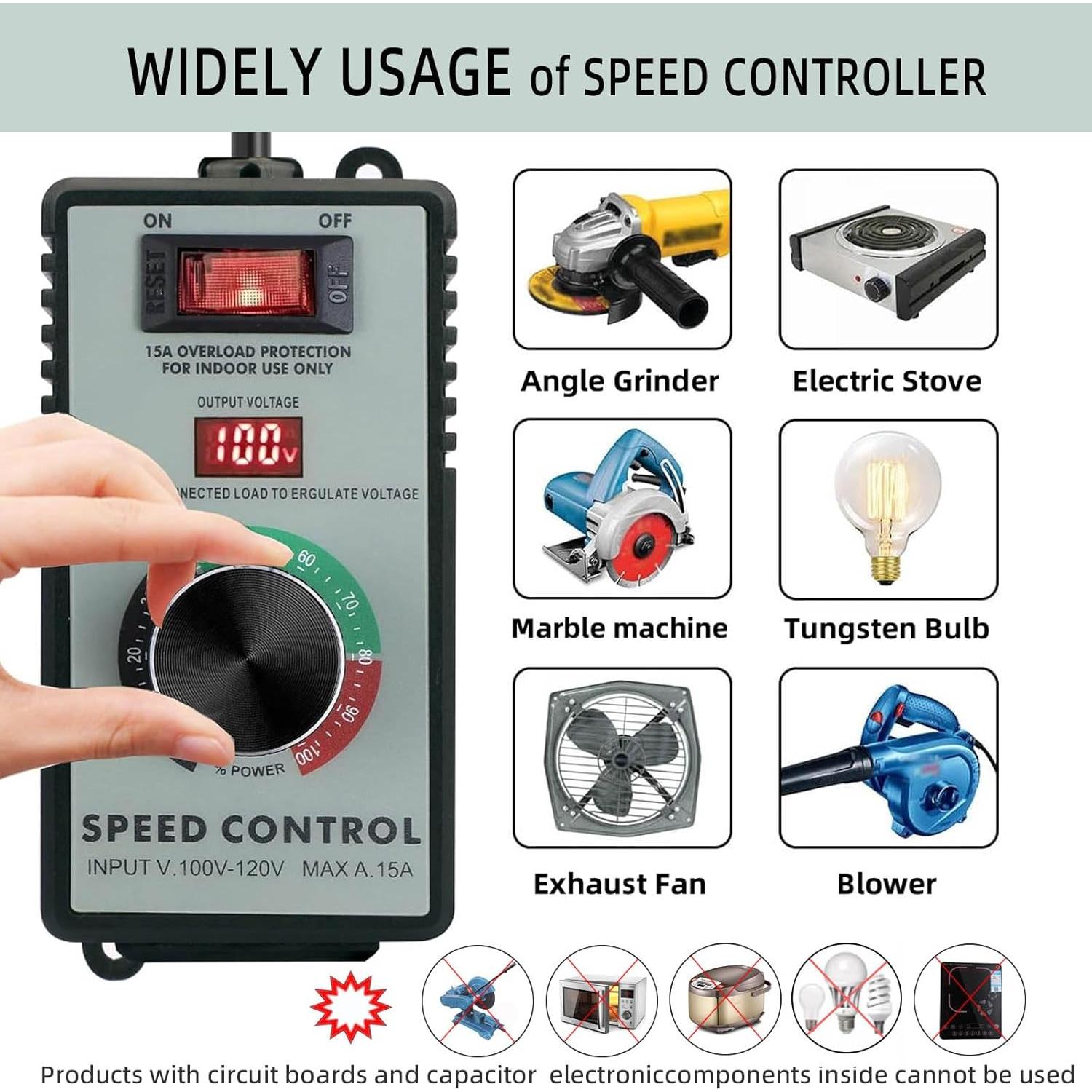 Controlador de Velocidad de Motor AC YYinno 15A 4000W