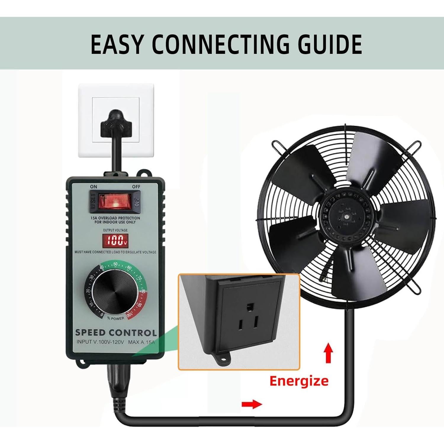 Controlador de Velocidad de Motor AC YYinno 15A 4000W
