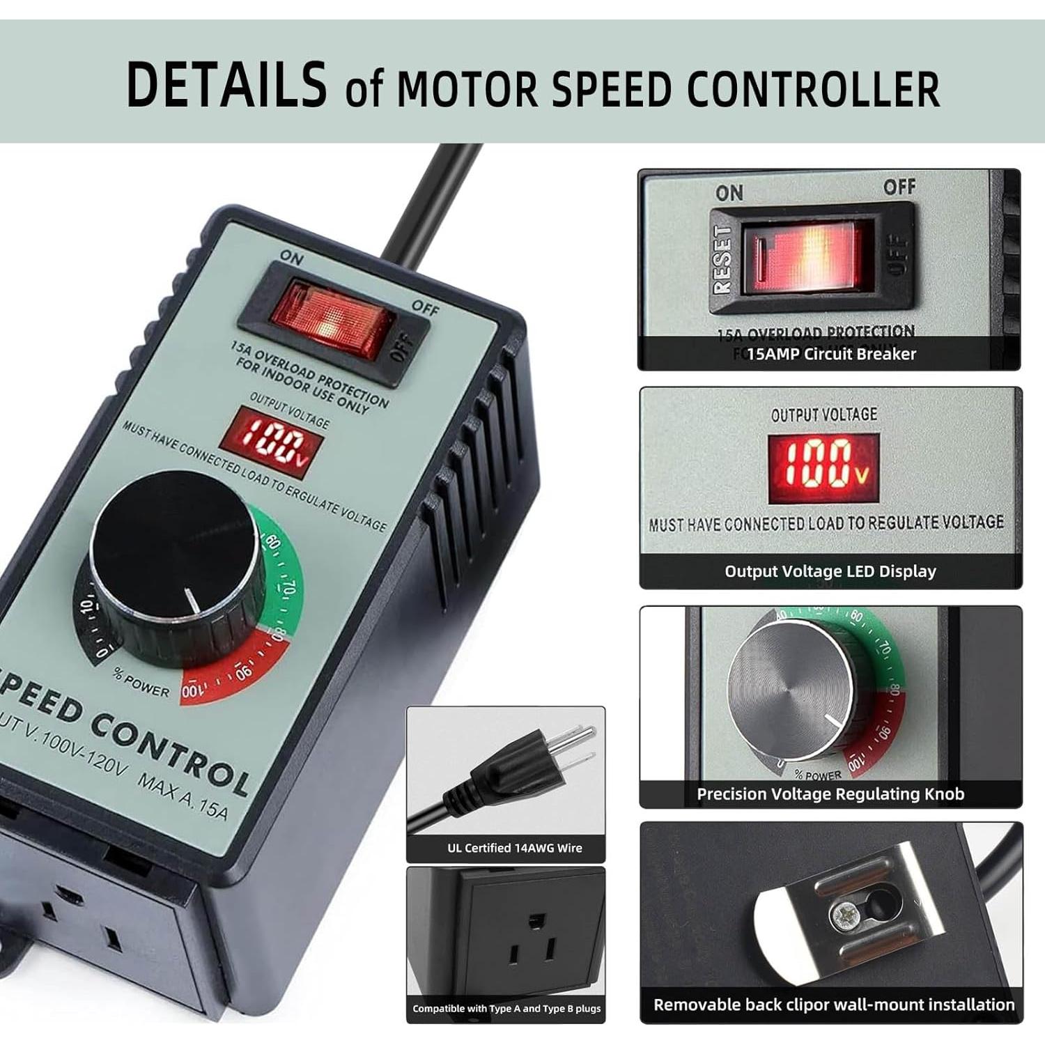 Controlador de Velocidad de Motor AC YYinno 15A 4000W