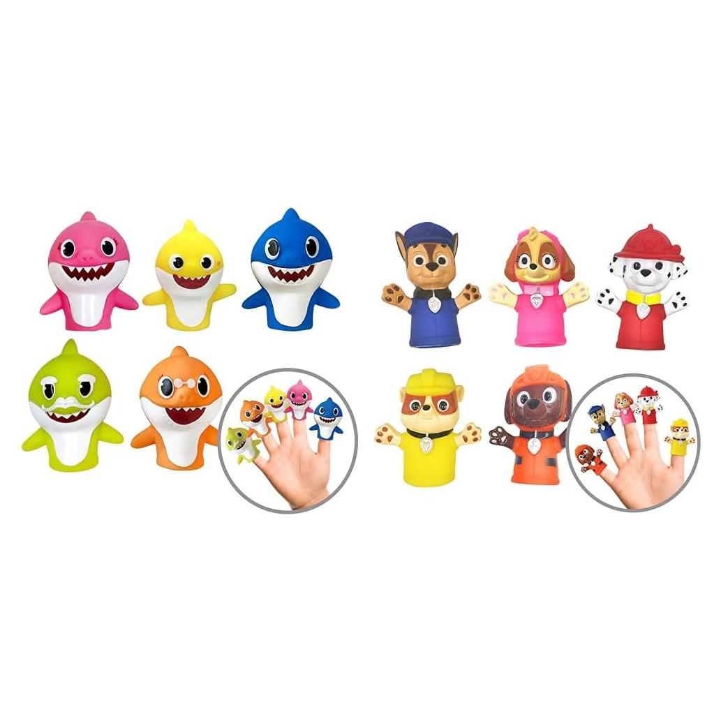 Conjunto de 10 Marionetas de Dedo Baby Shark y PAW Patrol