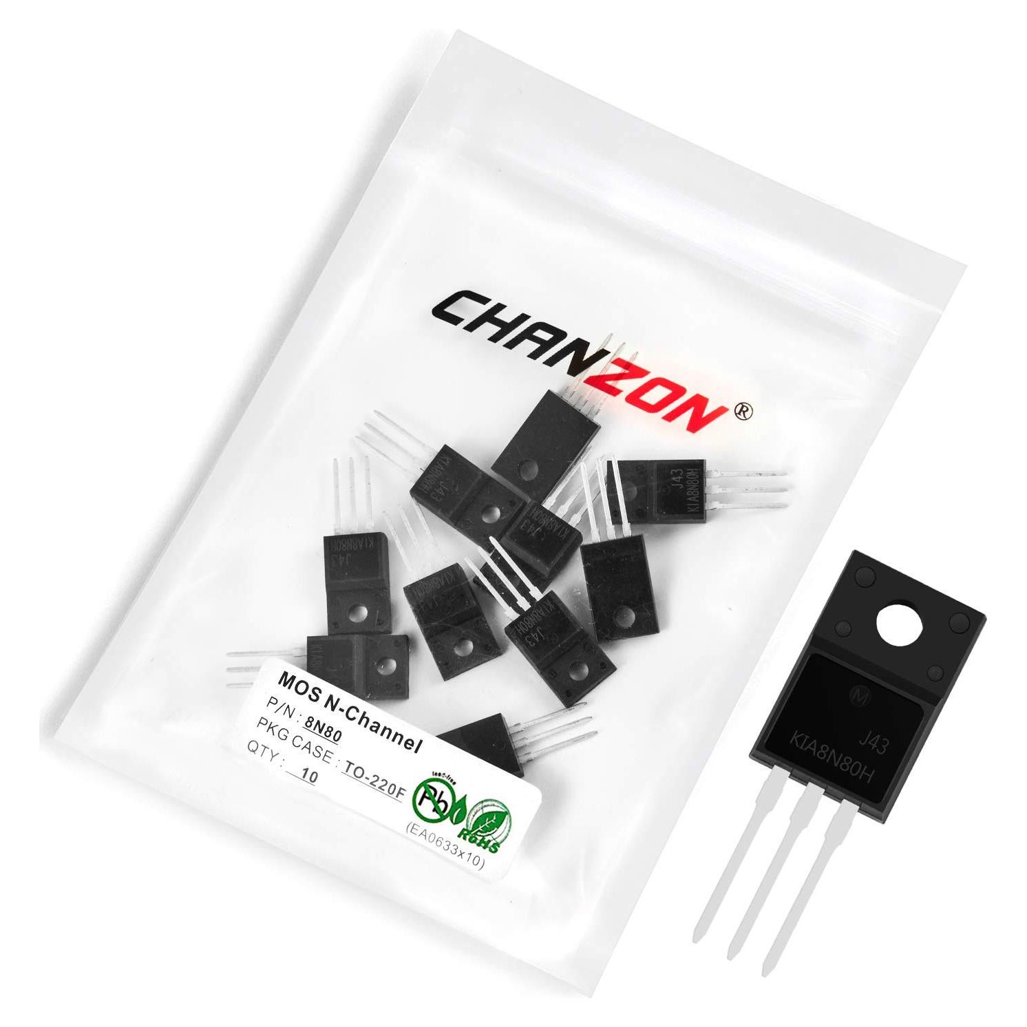 Transistor MOSFET NMOS CHANZON 8N80 800V 8A Paquete de 10