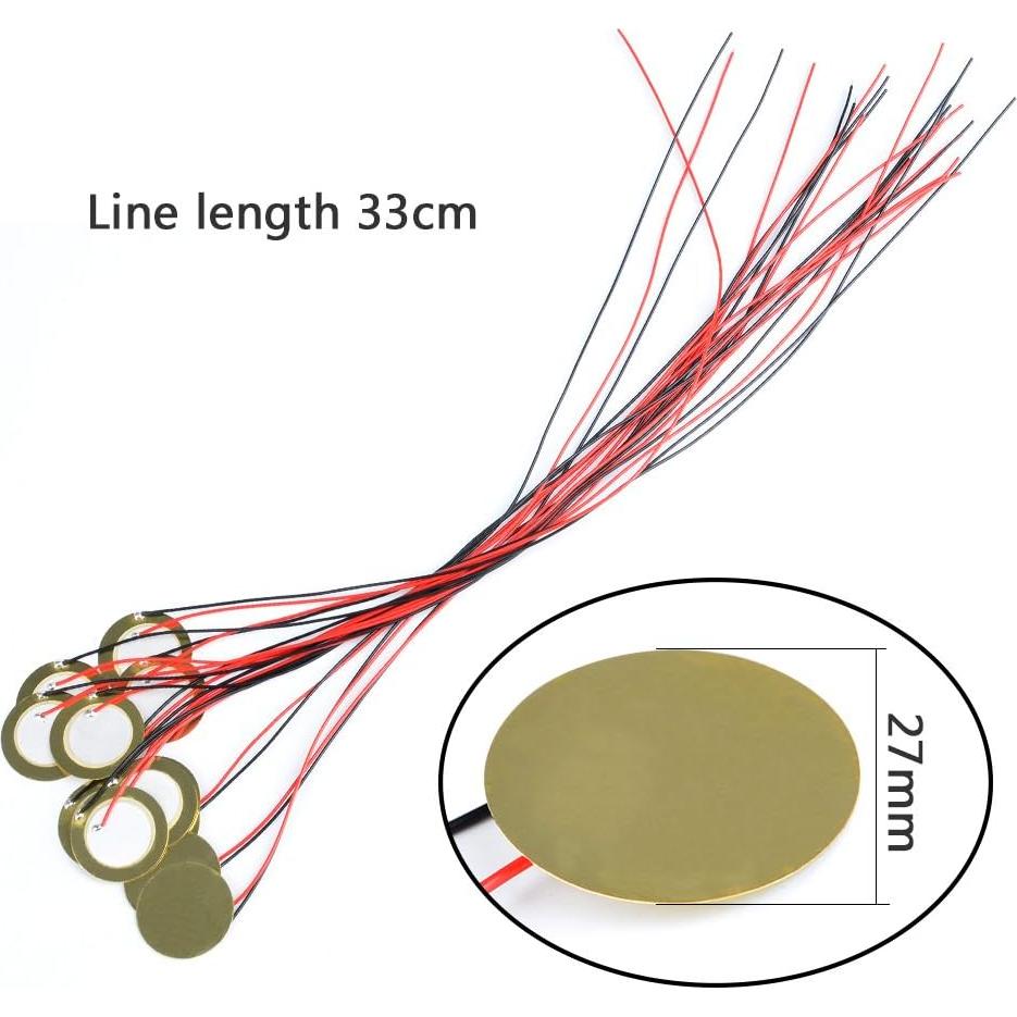 15 Discos Piezo TIMESETL 27mm con Cables 33mm para Guitarra