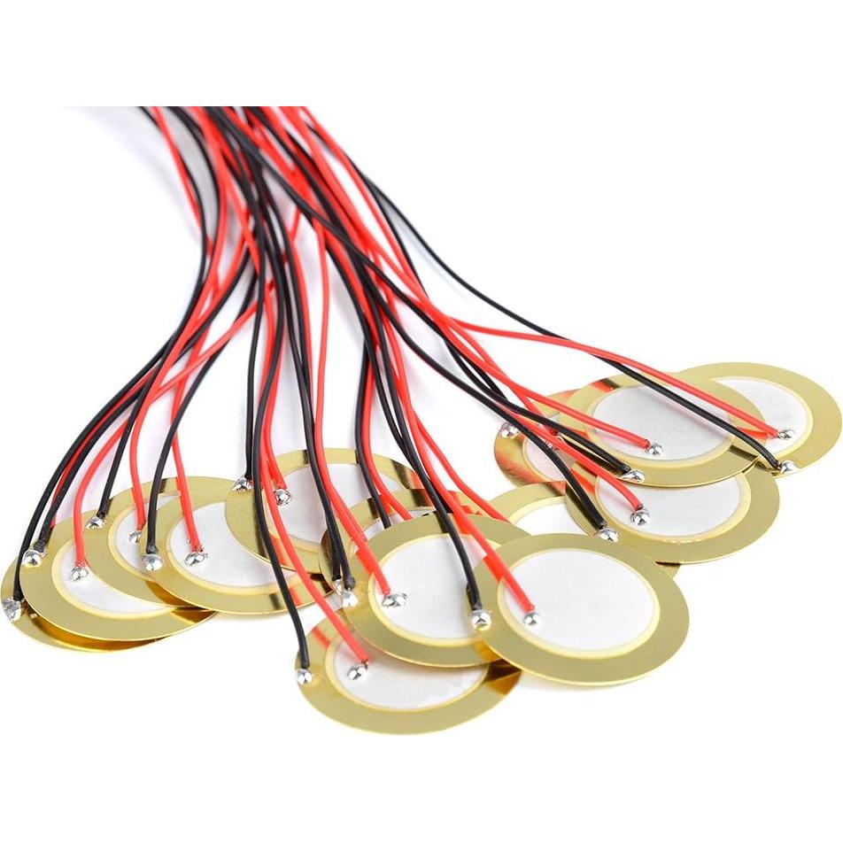 15 Discos Piezo TIMESETL 27mm con Cables 33mm para Guitarra