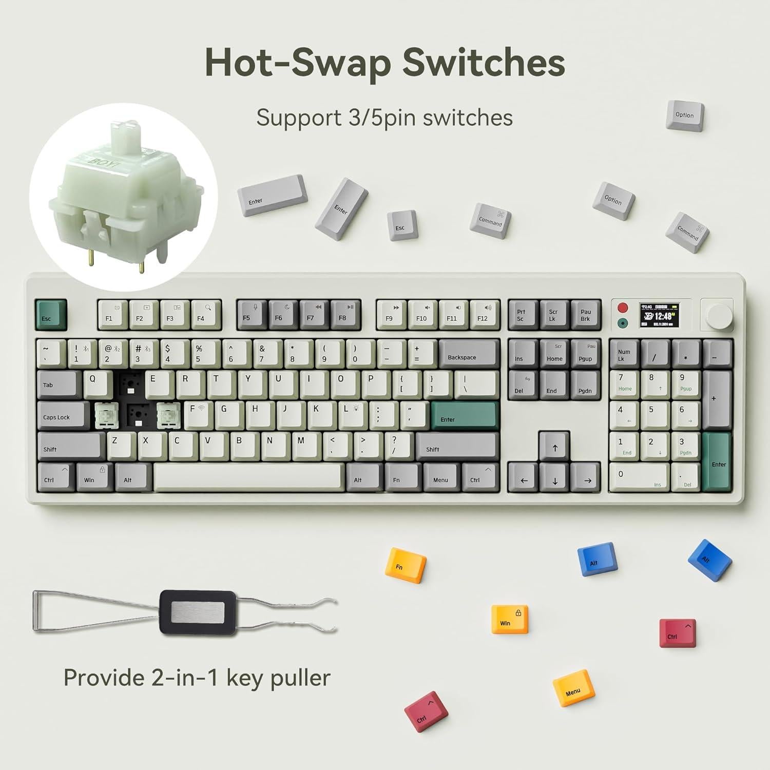 Interruptores Mecánicos Lineales BOYI Jadeite Green 40gf 35pcs