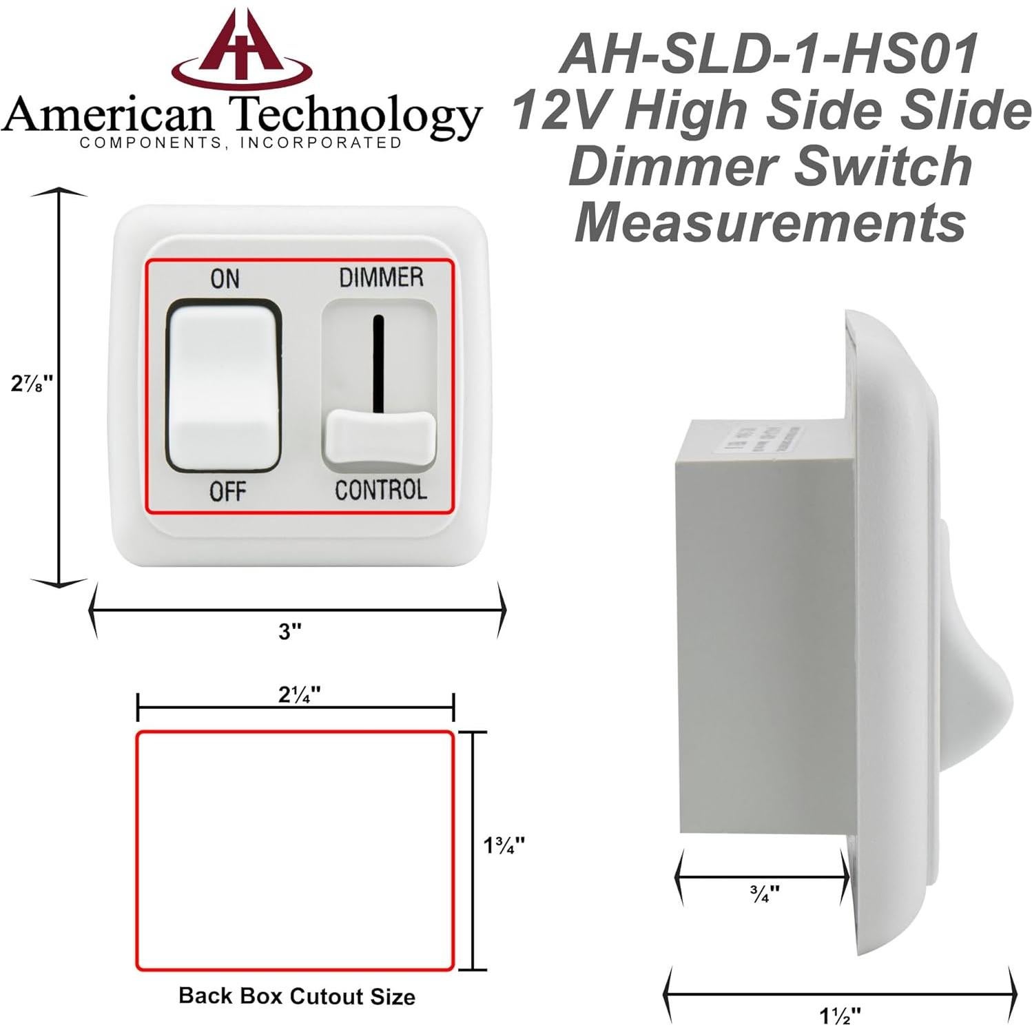 Interruptor Regulador 12V DC Blanco - RV, Auto, Barco, 10A