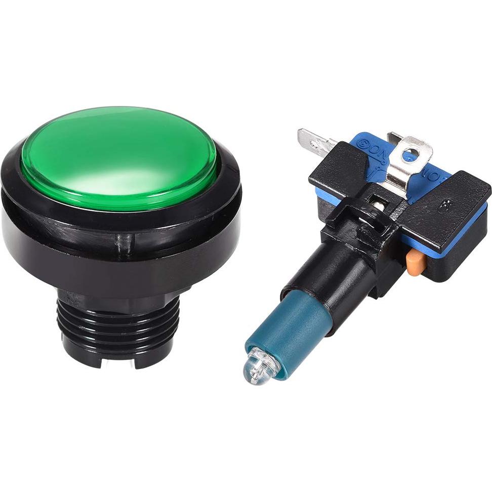 Botón de Juego Iluminado LED Verde uxcell 46mm 12V - 2 Pcs