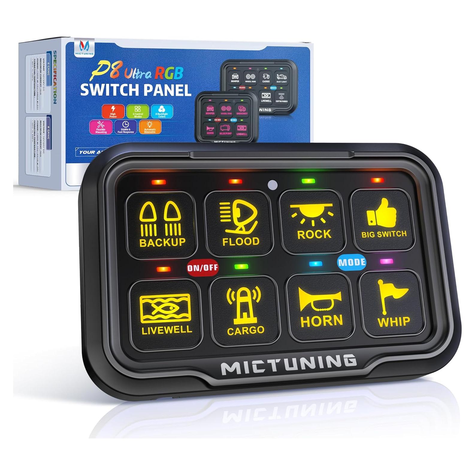Panel de Interruptores MICTUNING P8 RGB 8 Gang IP67