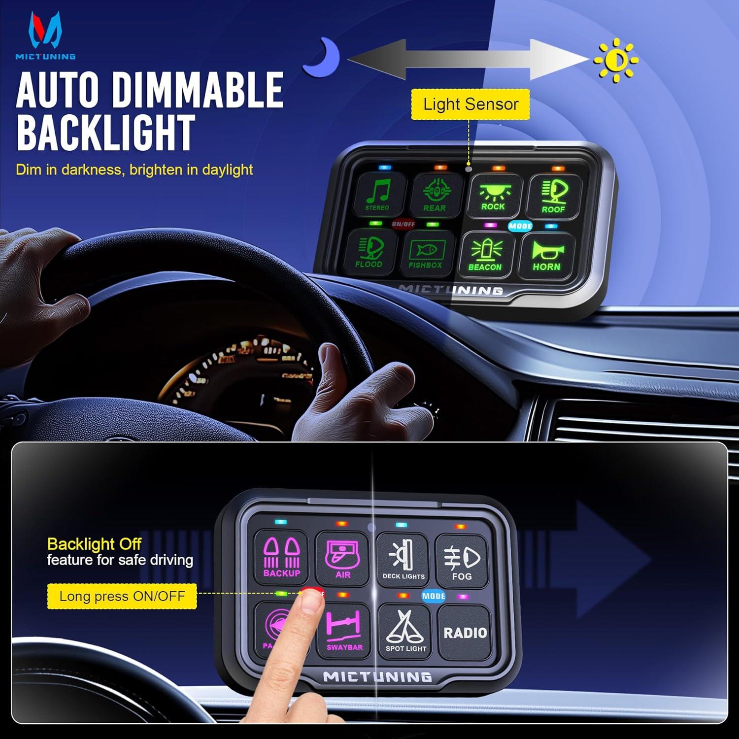 Panel de Interruptores MICTUNING P8 RGB 8 Gang IP67