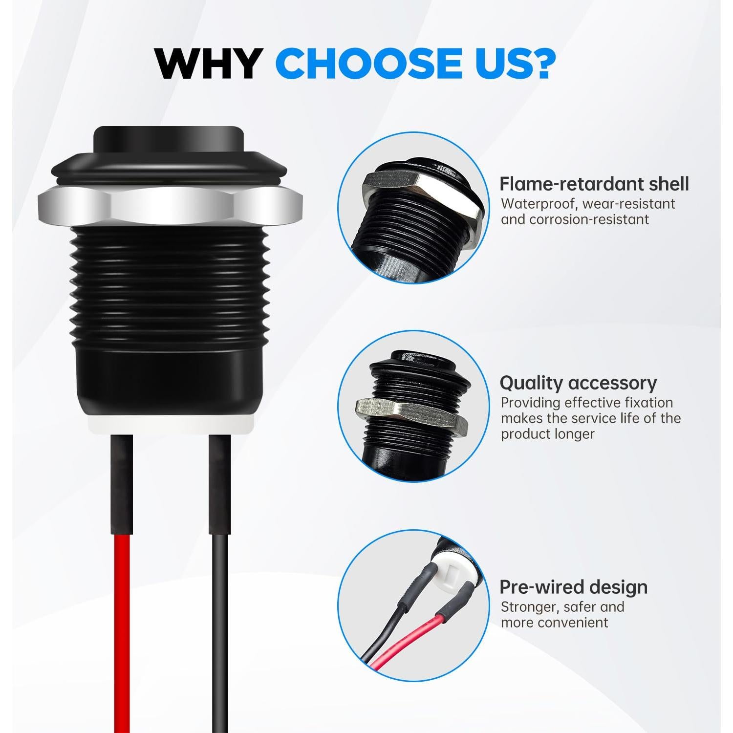 Interruptor de Botón Momentáneo Tmyjfjingxi 12mm 12V IP65 - 2 Pcs