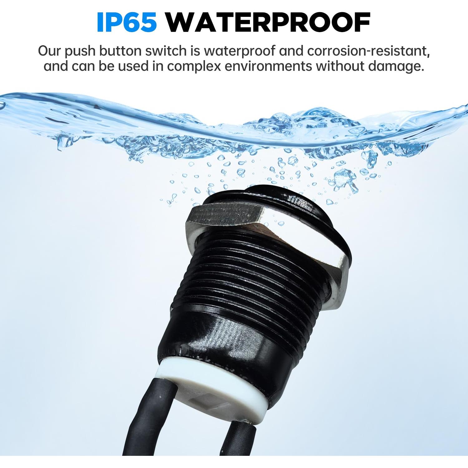 Interruptor de Botón Momentáneo Tmyjfjingxi 12mm 12V IP65 - 2 Pcs