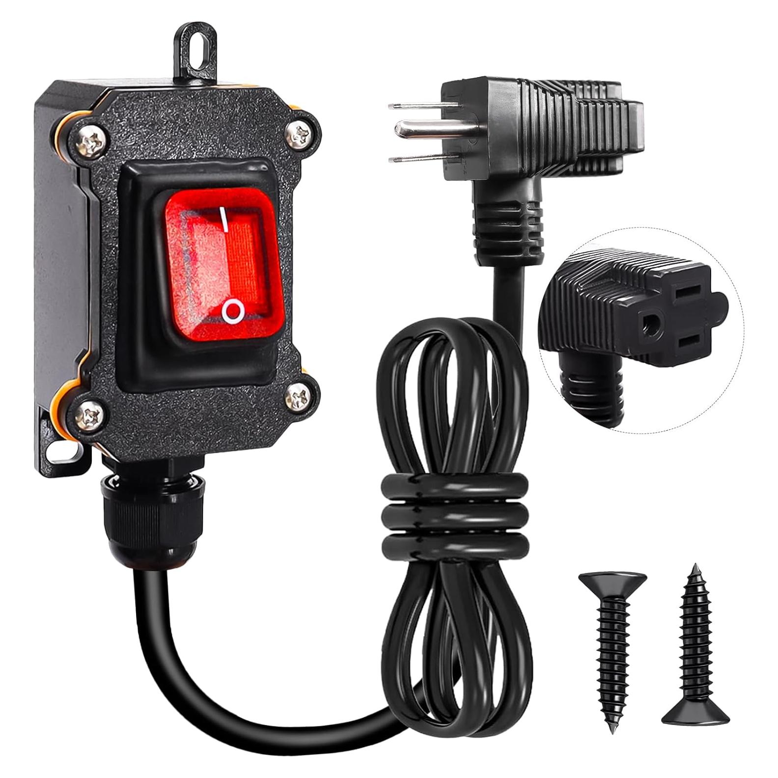 Interruptor de Cable Inline mxuteuk 4 Pies 18AWG IP67 Rojo