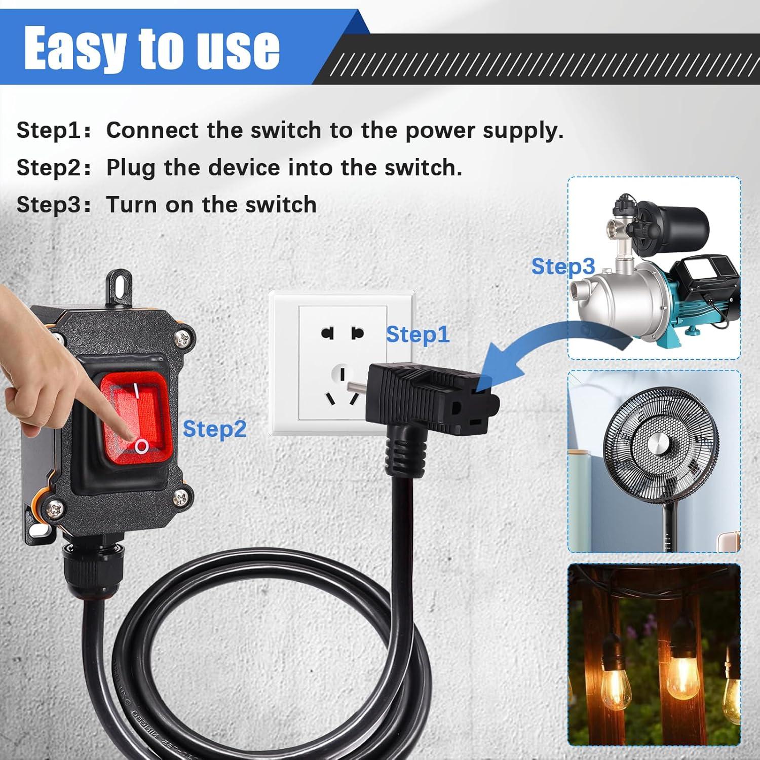 Interruptor de Cable Inline mxuteuk 4 Pies 18AWG IP67 Rojo