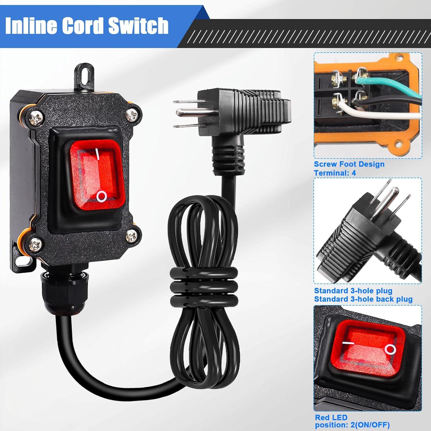 Interruptor de Cable Inline mxuteuk 4 Pies 18AWG IP67 Rojo